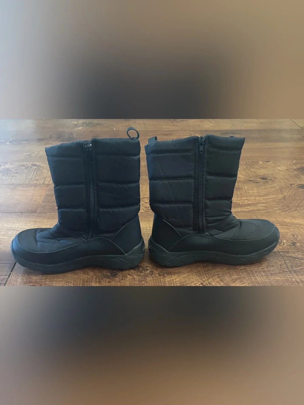 Polaredge boy youth big kids Black Zip winter snow boots  quilted Sz 6 black